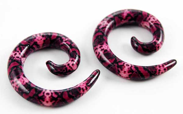 Body Piercing Expander UV Spiral Snake Print 3mm 2pcs