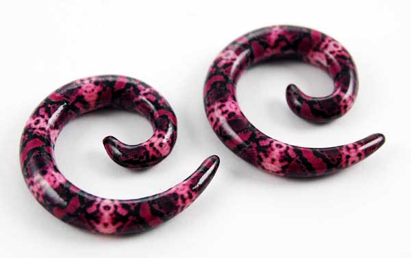 Body Piercing Expander UV Spiral Snake Print 8mm 2pcs