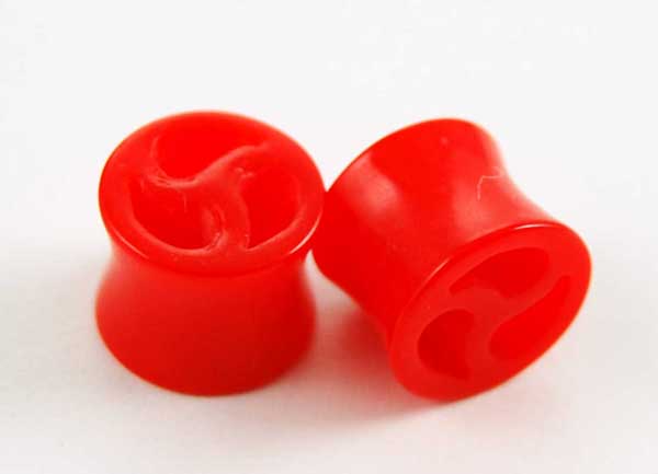 Body Piercing Saddle Plug UV Red 10mm 2pcs