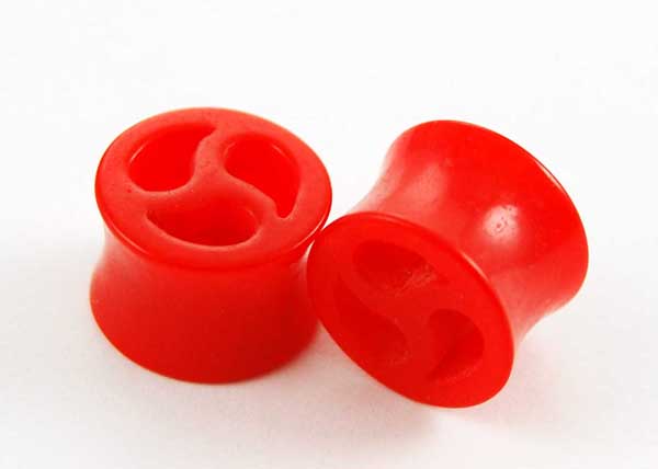 Body Piercing Saddle Plug UV Red 12mm 2pcs