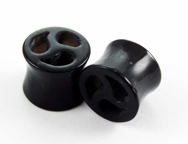 Body Piercing Saddle Plug UV Black 10mm 2pcs