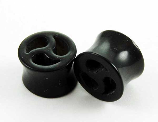 Body Piercing Saddle Plug UV Black 12mm 2pcs