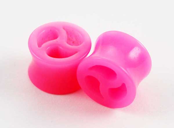 Body Piercing Saddle Plug UV Pink 12mm 2pcs