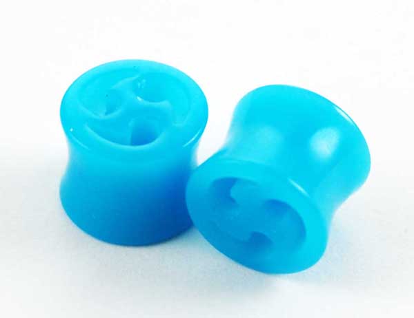 Body Piercing Saddle Plug UV Turquoise 10mm 2pcs