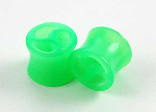 Body Piercing Saddle Plug UV Green 10mm 2pcs