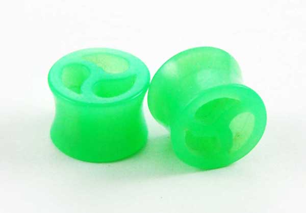 Body Piercing Saddle Plug UV Green 12mm 2pcs