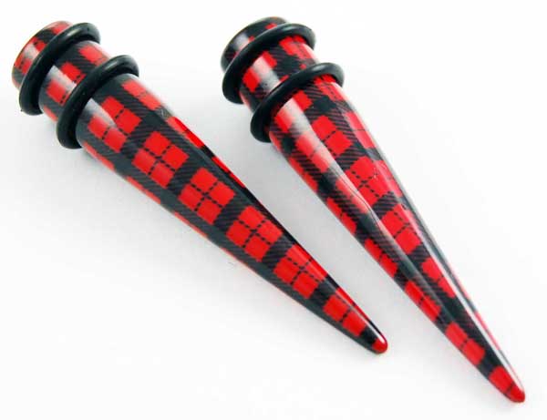 Body Piercing Expander UV Red And Black Stripes 6mm 2pcs