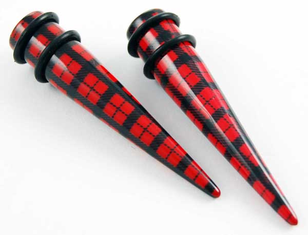 Body Piercing Expander UV Red And Black Stripes 10mm 2pcs
