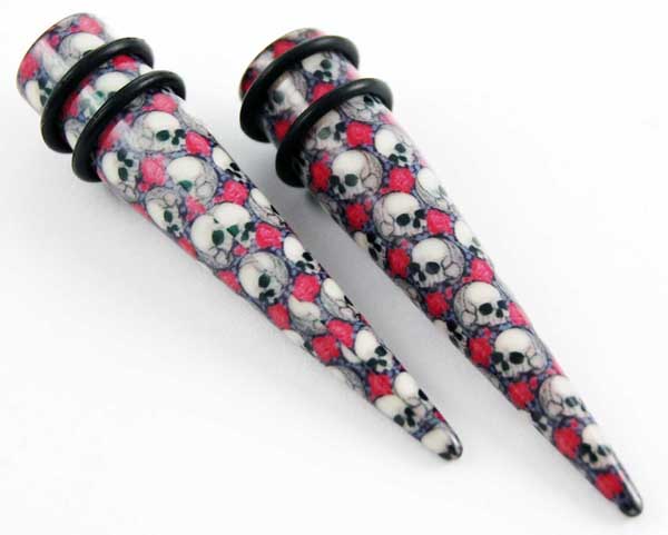 Body Piercing Expander UV Skulls 8mm 2pcs