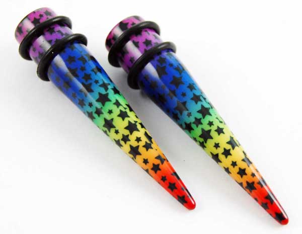 Body Piercing Expander UV Multi Colour With Stars 3mm 2pcs