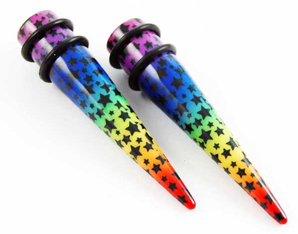 Body Piercing Expander UV Multi Colour With Stars 5mm 2pcs