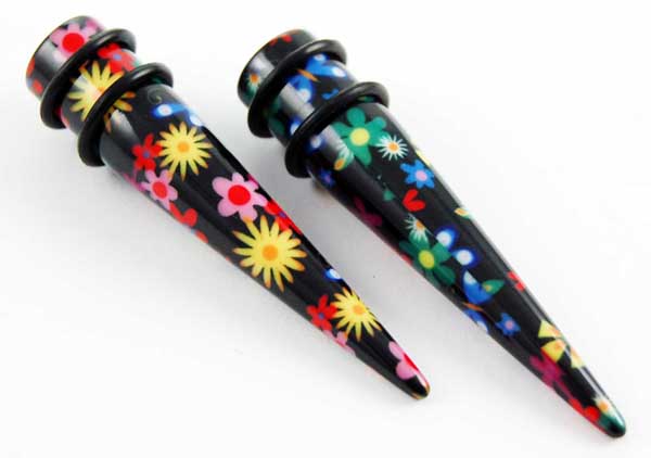 Body Piercing Expander UV Multi Colour Flowers 3mm 2pcs