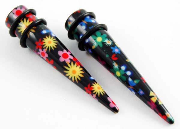 Body Piercing Expander UV Multi Colour Flowers 5mm 2pcs