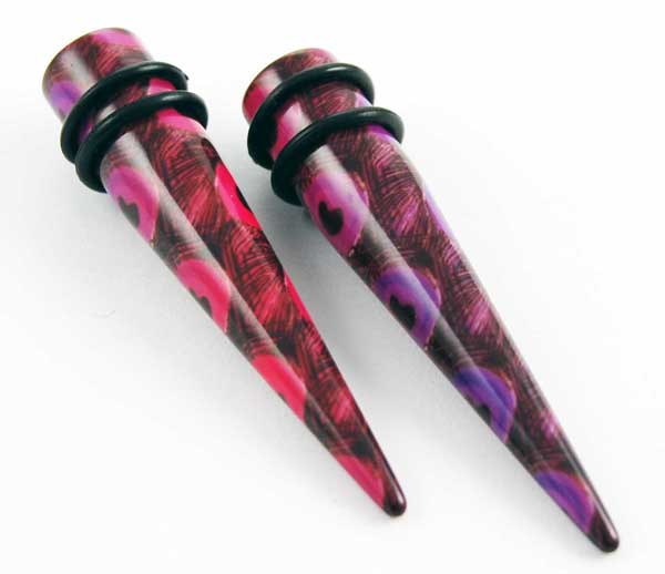 Body Piercing Expander UV Purple And Black Multi 6mm 2pcs