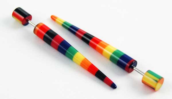 Body Piercing Expander UV Rainbow Striped 5mm 2pcs