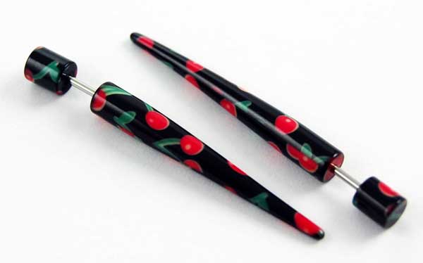 Body Piercing Expander UV Cherry Design 5mm 2pcs