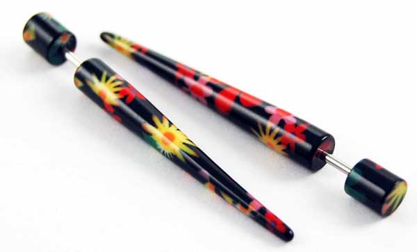 Body Piercing Expander UV Multi Colour Flowers 5mm 2pcs