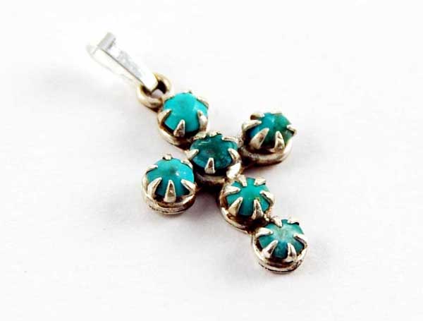 Pendant Silver Cross Turquoise