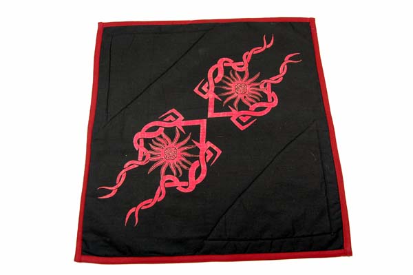 DARKSTAR CUSHION COVER RED TRIBAL WITH MINI SUNS