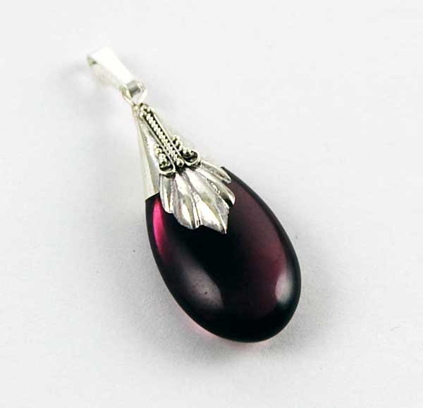 Pendant Silver Drop Dark Purple