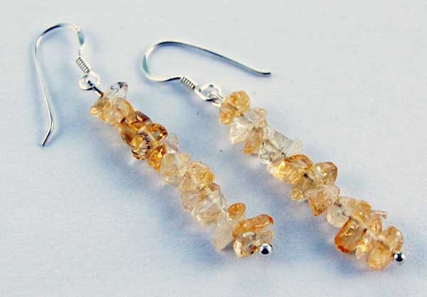Earring Silver Chip Stones Citrine L5.5cm