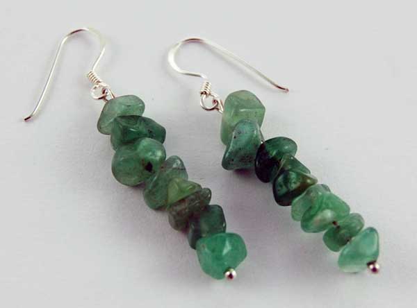 Earring Silver Chip Stones Aventurine L5.5cm