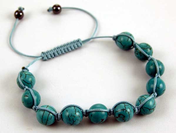 Bracelet Shambala Turquoise With 6mm Hematite Ball