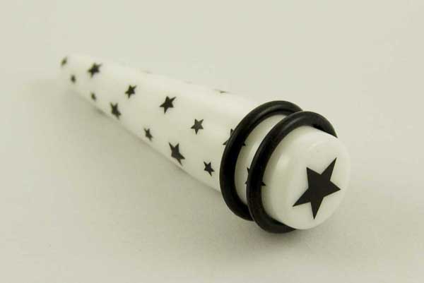 Body Piercing Stretcher Straight Print UV White Star 4mm