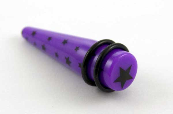 Body Piercing Stretcher Straight Print UV Purple Star 6mm