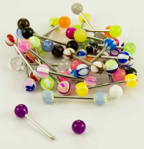 Body Piercing Tongue Bar Assorted Styles And Colours 30pcs