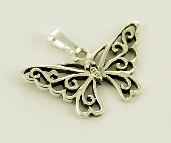 Pendant Silver Butterfly With Pointed Cut Wings H2xw2.5cm