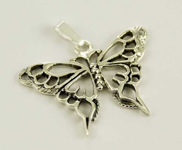 Pendant Silver Butterfly Pointy Fancy Wings H2.8xw2.8cm