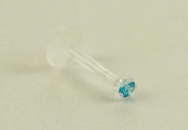 Body Piercing Labret Bio Claw Setting  With Aqua Cubic Bio Ball