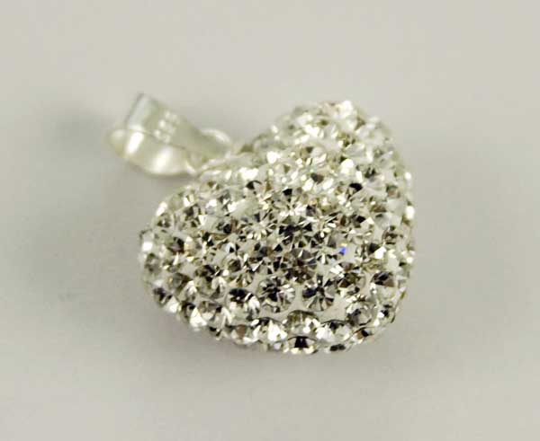 Pendant Silver Crystal Heart 16mm
