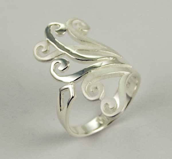 Ring Silver Two Tone Swirls
