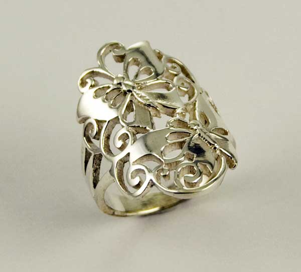 Ring Silver Double Butterfly Cut