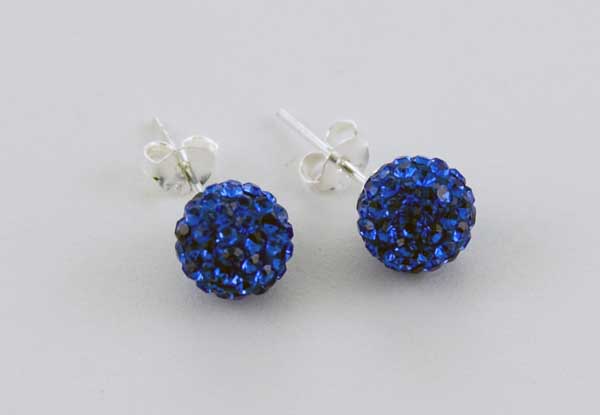 Earring Silver Cluster Sapphire 8mm Ball