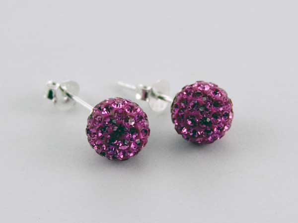 Earring Silver Cluster Rose 8mm Ball
