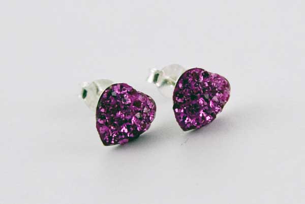 Earring Silver Stud Heart Rose 8mm