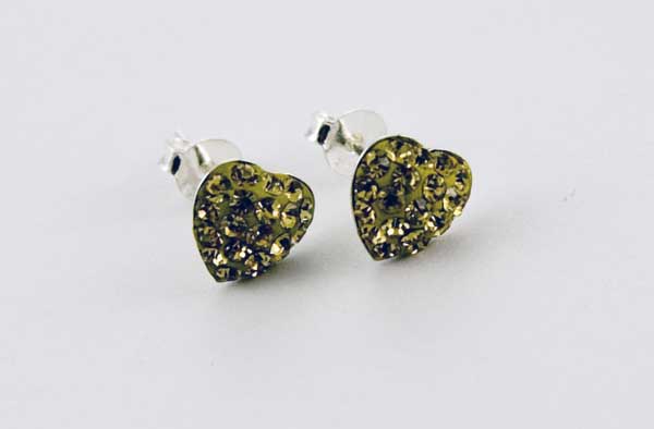 Earring Silver Stud Heart Light Colorado Topaz 8mm