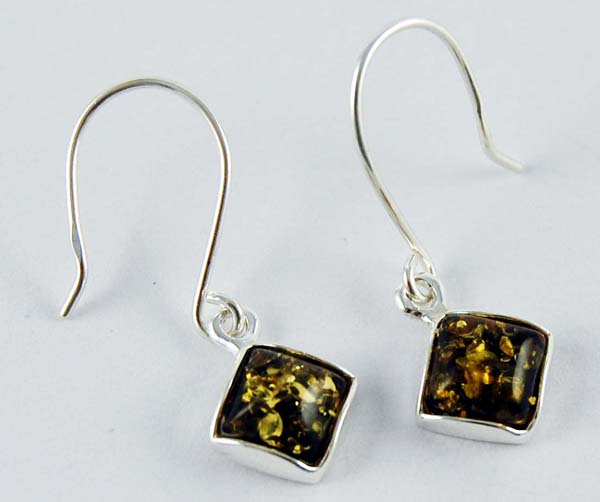 EARRING AMBER SMALL SQUARE GREEN