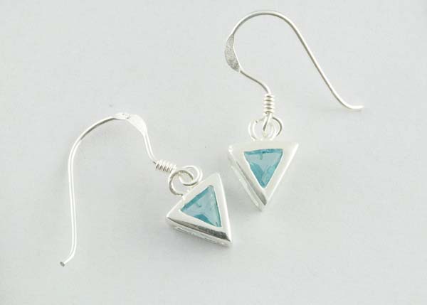 Silver Earring Triangle Stone 925 Sterling Silver