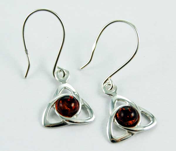 Earring Amber Celtic Circle Cognac