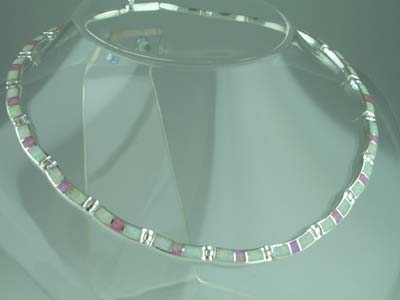 NECKLACE SILVER FIRE OPAL N24
