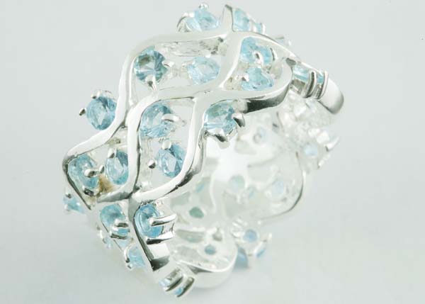 Silver Ring  3 Row Small CZ 925 Sterling