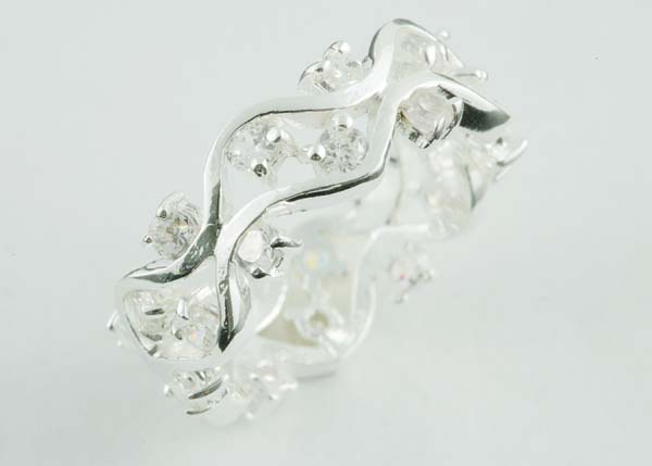 Silver Ring  Double Row Small CZ 925 Sterling