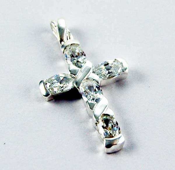 Silver Pendant Cross Cubic Zirconia 925 Sterling