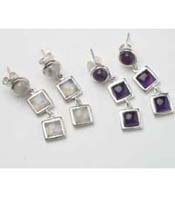 Silver Earring Stone E140 925 Sterling Silver