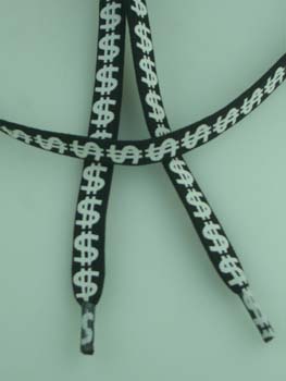 Shoelace Black With Dollar Sign 9mm Pack Of 4