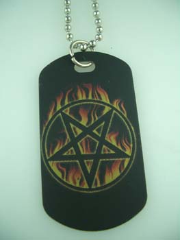 Dog Tag Pentagram Flame